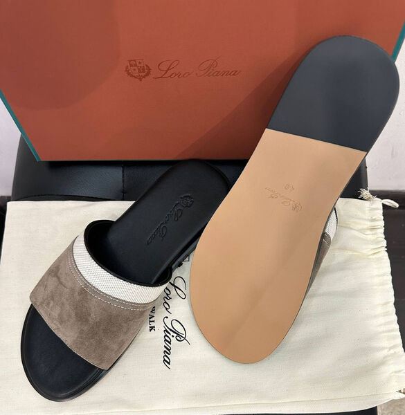 Мужские шлепки Loro Piana мужской замша бордовый 175668-2