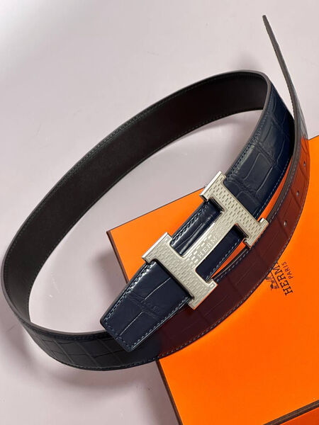 Мужской ремень Hermès мужской кожа синий 152873-3