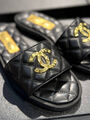 Шлепки Chanel женский кожа черный 185880-2