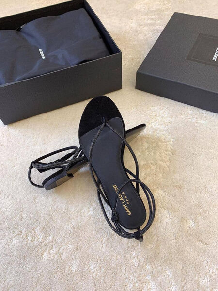 Босоножки Saint Laurent женский замша черный 148805-3