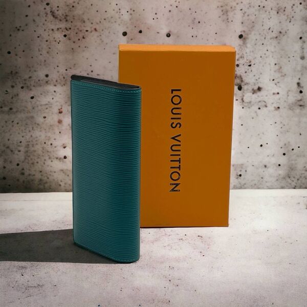 Мужской портмоне Louis Vuitton мужской кожа бирюзовый 52028-4