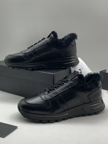 Мужские кроссовки Prada мужской кожа черный 168664-3