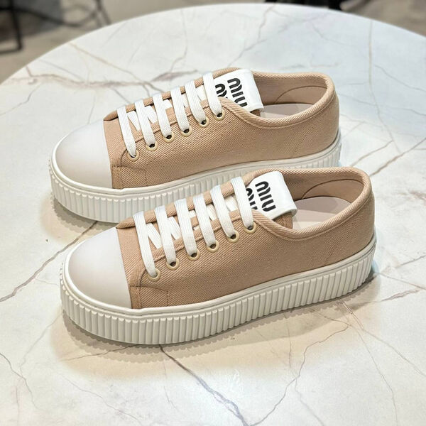 Кеды Miu Miu женский текстиль бежевый 149496-2