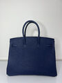 Сумка Hermès Birkin 35 ручная работа женский кожа синий 75395-3