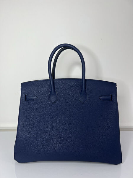 Сумка Hermès Birkin 35 ручная работа женский кожа синий 75395-3
