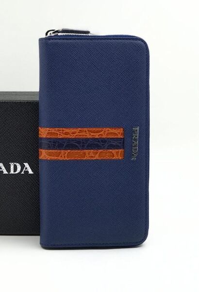 Портмоне мужской Prada мужской кожа синий 61958