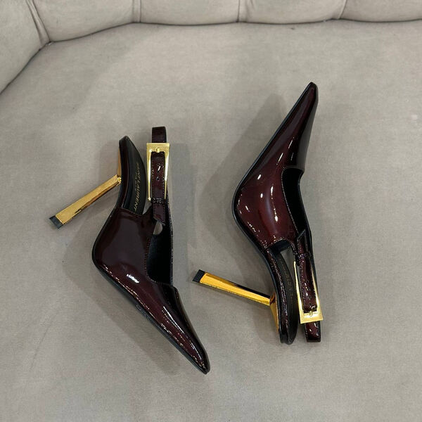 Туфли Saint Laurent женский кожа бордовый 133999-2