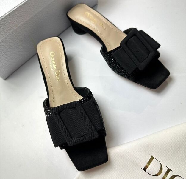 Шлепки Christian Dior женский стразы черный 114738