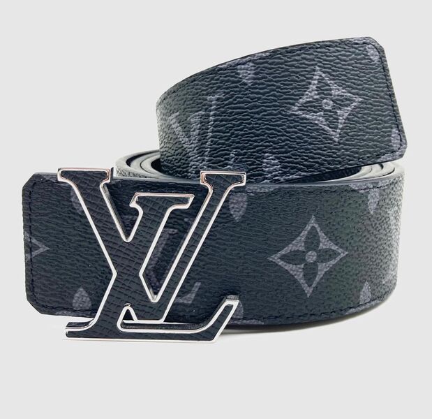 Ремень мужской двухсторонний Louis Vuitton мужской кожа графитовый 63844