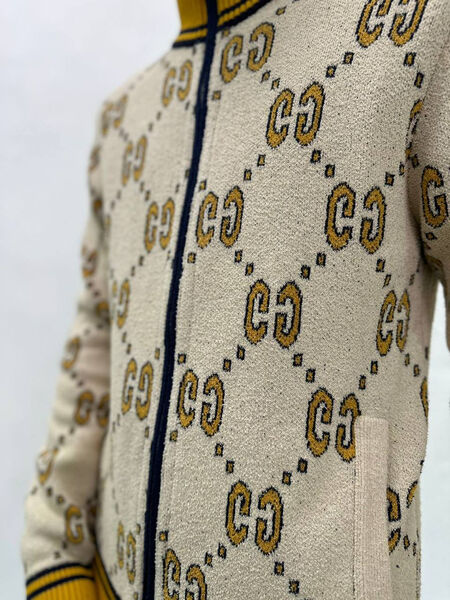 Мужской кардиган Gucci мужской вязаная ткань бежевый 132101-3