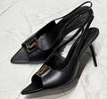 Босоножки Saint Laurent женский кожа черный,серебристый 173988