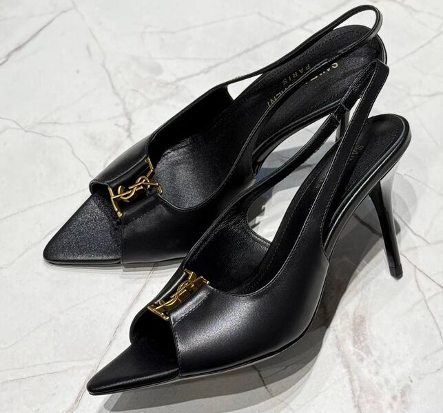 Босоножки Saint Laurent женский кожа черный 173988