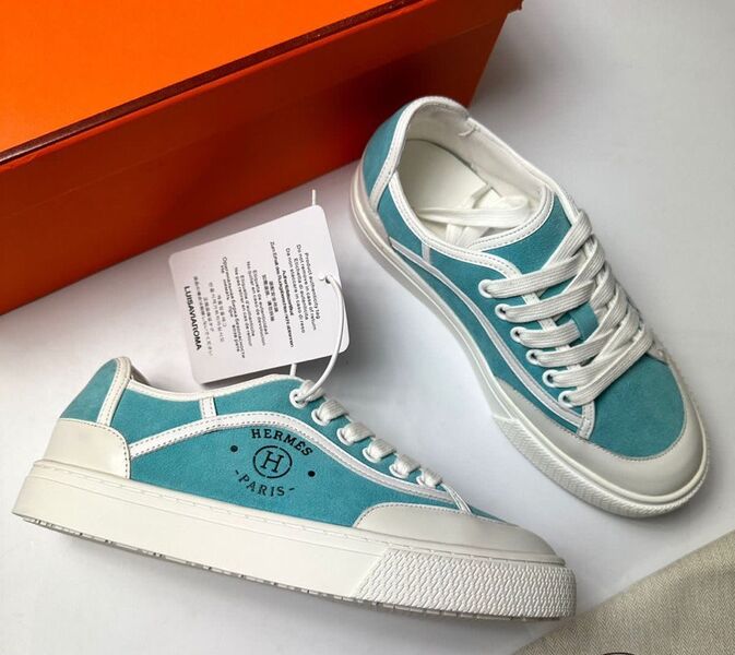 Кеды Hermès женский замша бирюзовый 119768