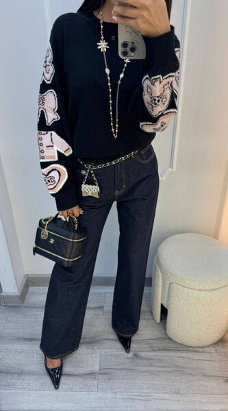 Свитер Chanel женский вязаная ткань черный 198187-2