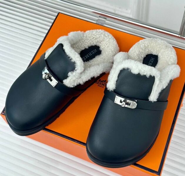 Мюли Hermès женский кожа черный 166495