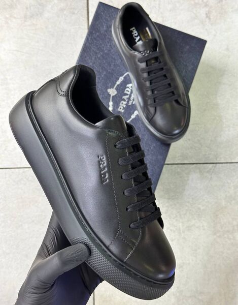 Мужские кеды Prada мужской кожа черный 162448