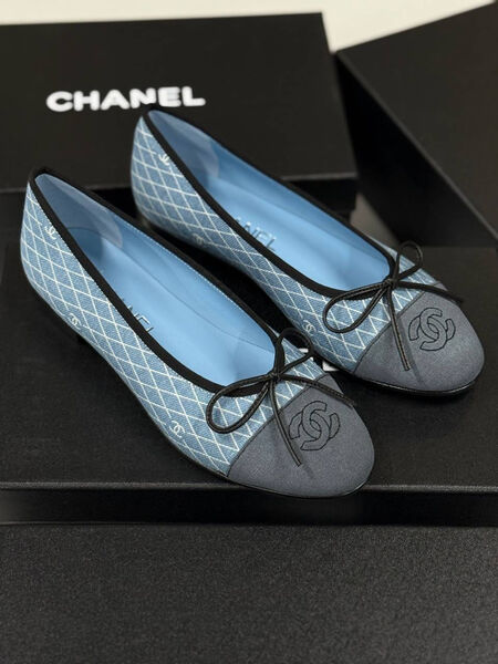 Балетки Chanel женский текстиль бирюзовый 182866-2
