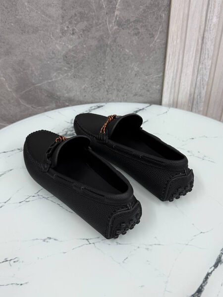 Мужские мокасины Hermès мужской кожа черный 185739-4