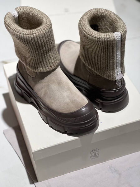 Ботинки Brunello Cucinelli женский замша графитовый 162812-2