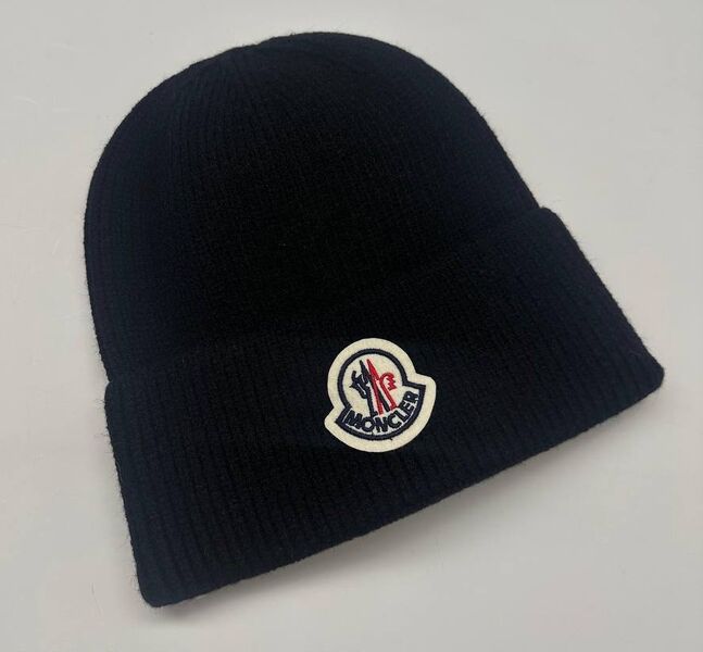 Мужская шапка Moncler мужской вязаная ткань черный 170377