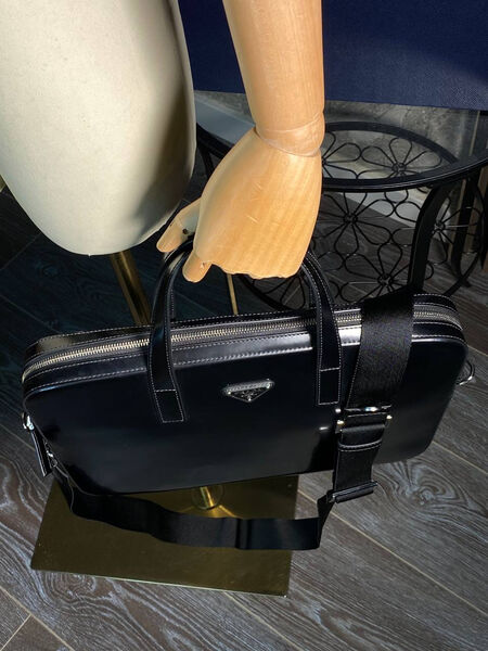 Мужской портфель Prada мужской кожа черный 77853-12