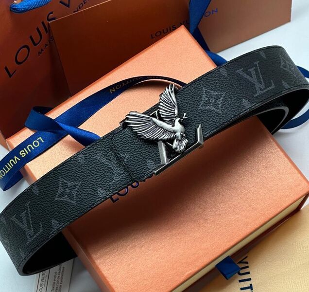 Мужской ремень Louis Vuitton мужской кожа черный 121136