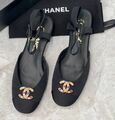 Туфли Chanel женский текстиль черный 189374-1