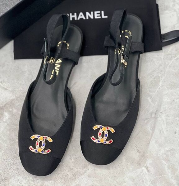 Туфли Chanel женский текстиль черный 189374