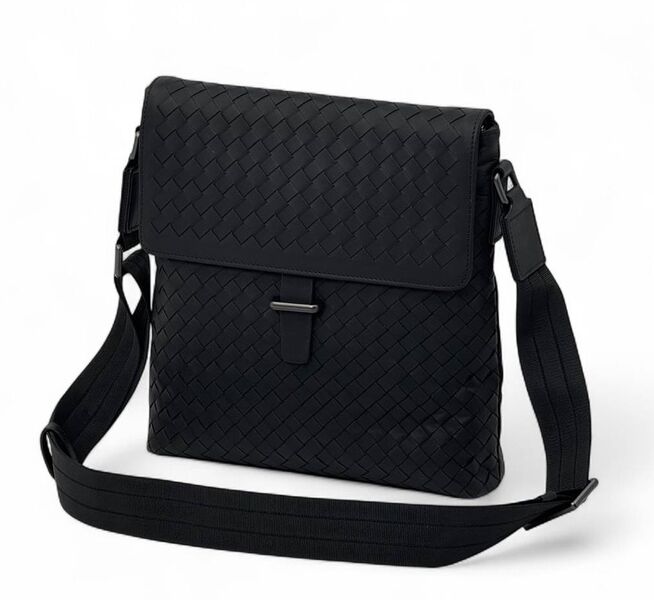 Мужская сумка мессенджер Bottega Veneta мужской кожа черный 200788