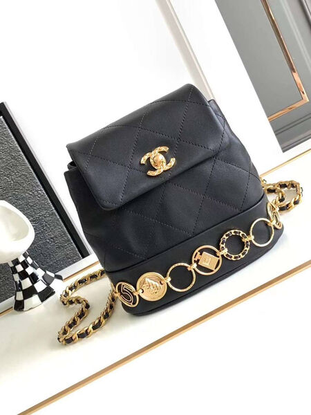 Рюкзак Chanel женский кожа черный 123251-3