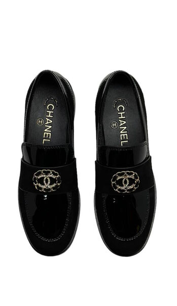 Лоферы Chanel женский кожа черный 104443-2