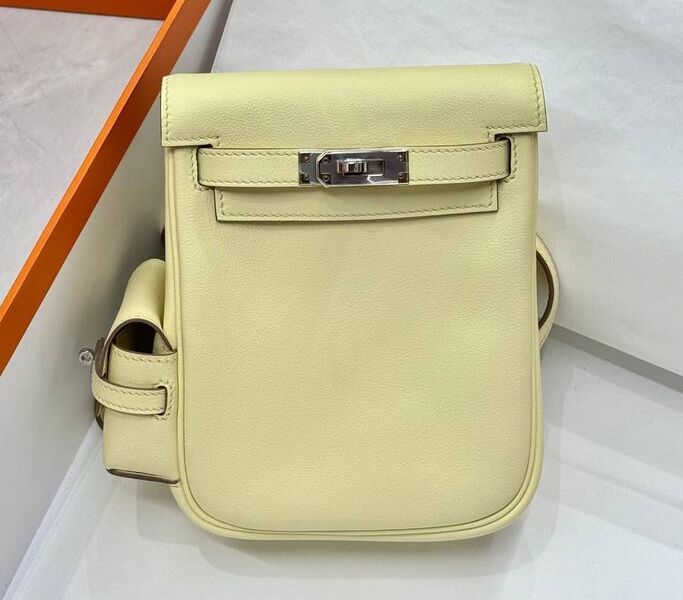 Рюкзак Hermès женский кожа,канва горчичный 200771