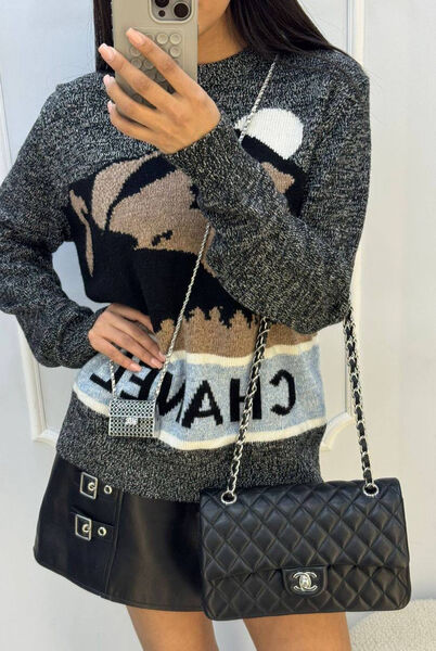 Свитер Chanel женский вязаная ткань графитовый 171320