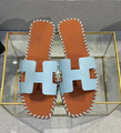 Шлепки Hermès женский кожа бирюзовый 89652-1