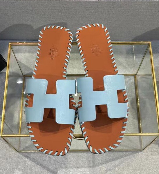 Шлепки Hermès женский кожа бирюзовый 89652