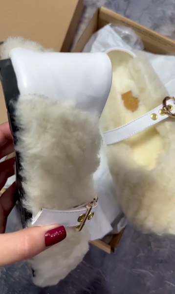 Угги Ugg Slipper женский кожа белый 167649-3