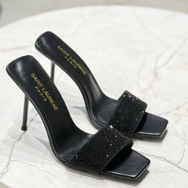 Шлепки Saint Laurent женский кожа черный 106153-4