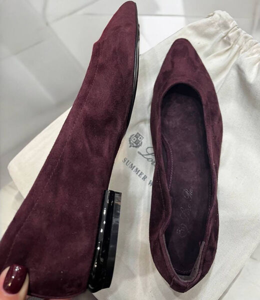 Туфли Loro Piana женский замша бордовый 158401-3