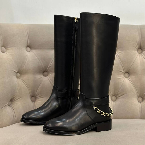 Сапоги Chanel женский кожа черный 162880-2