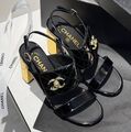 Босоножки Chanel женский кожа черный 114930-1