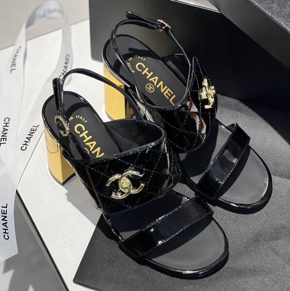 Босоножки Chanel женский кожа черный 114930
