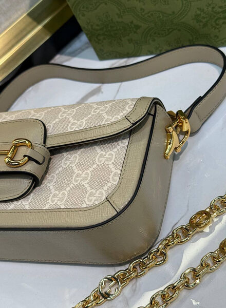 Сумка Gucci Horsebit 1955 женский канва графитовый 137915-4
