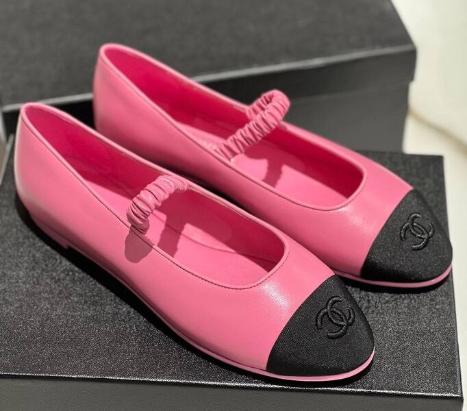 Балетки Chanel женский кожа розовый 139286