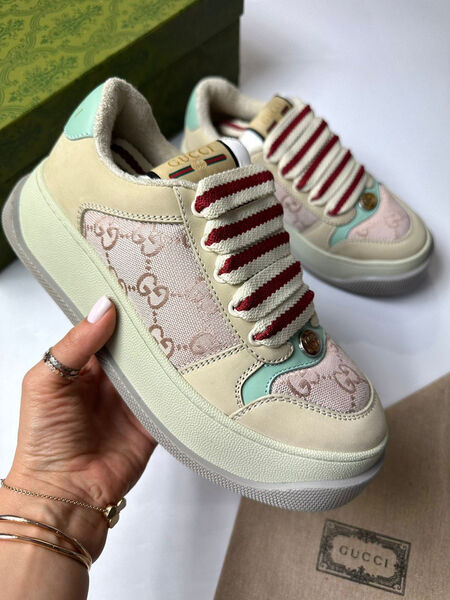 Кеды Gucci женский текстиль розовый 120808-2