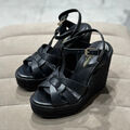 Босоножки Saint Laurent женский кожа черный 122195-2