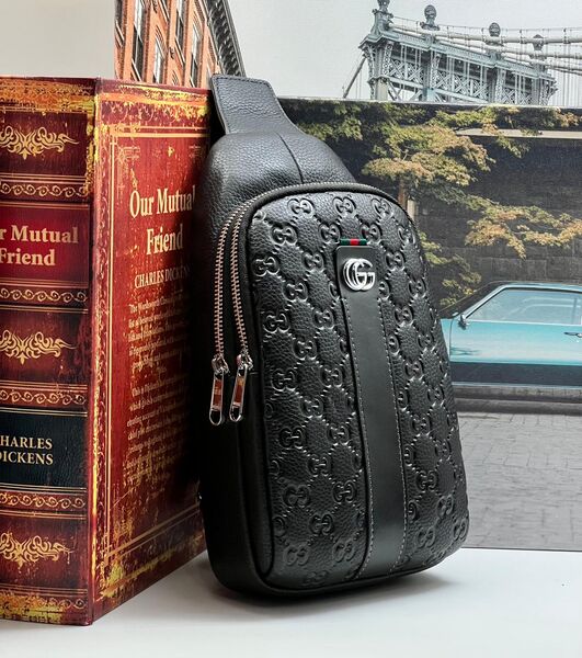 Мужская сумка слинг Gucci мужской кожа черный 42954-2