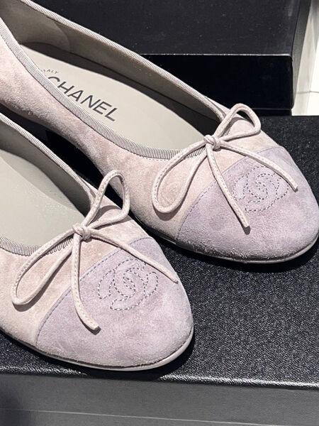 Балетки Chanel женский замша графитовый 149382-2