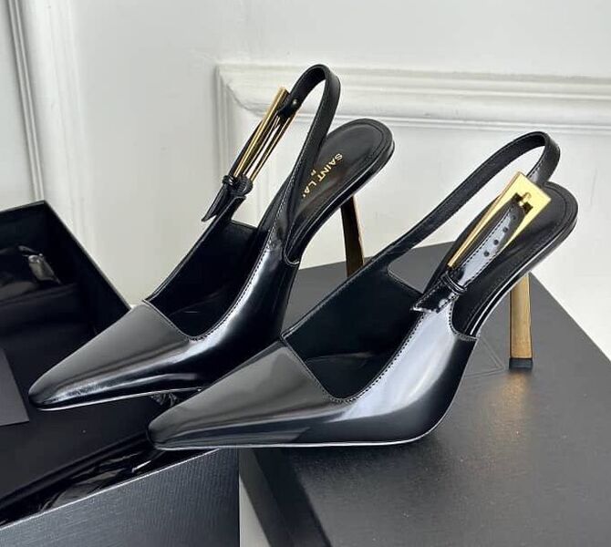 Туфли Saint Laurent женский кожа черный 136190