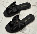 Шлепки Chanel женский сатин черный 155920-1