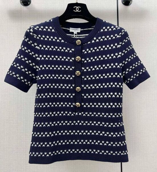 Футболка Chanel женский вязаная ткань синий 144954